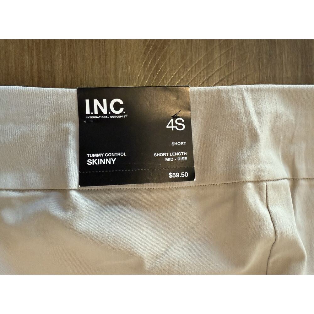 NWT I.N.C. INTERNATIONAL CONCEPTS Mid Rise Tummy Control Beige Skinny Pants 4S - Picture 5 of 16